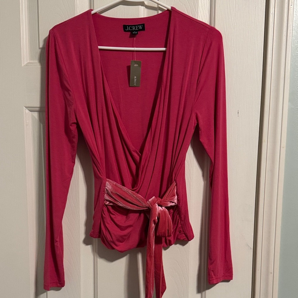 J. Crew Women's Vibrant Pink Wrap Blouse